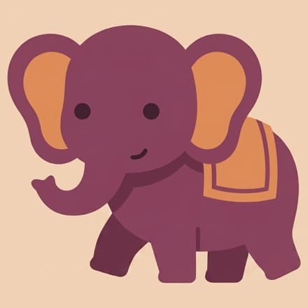 Ellie the elephant walking steadily along a dashed line